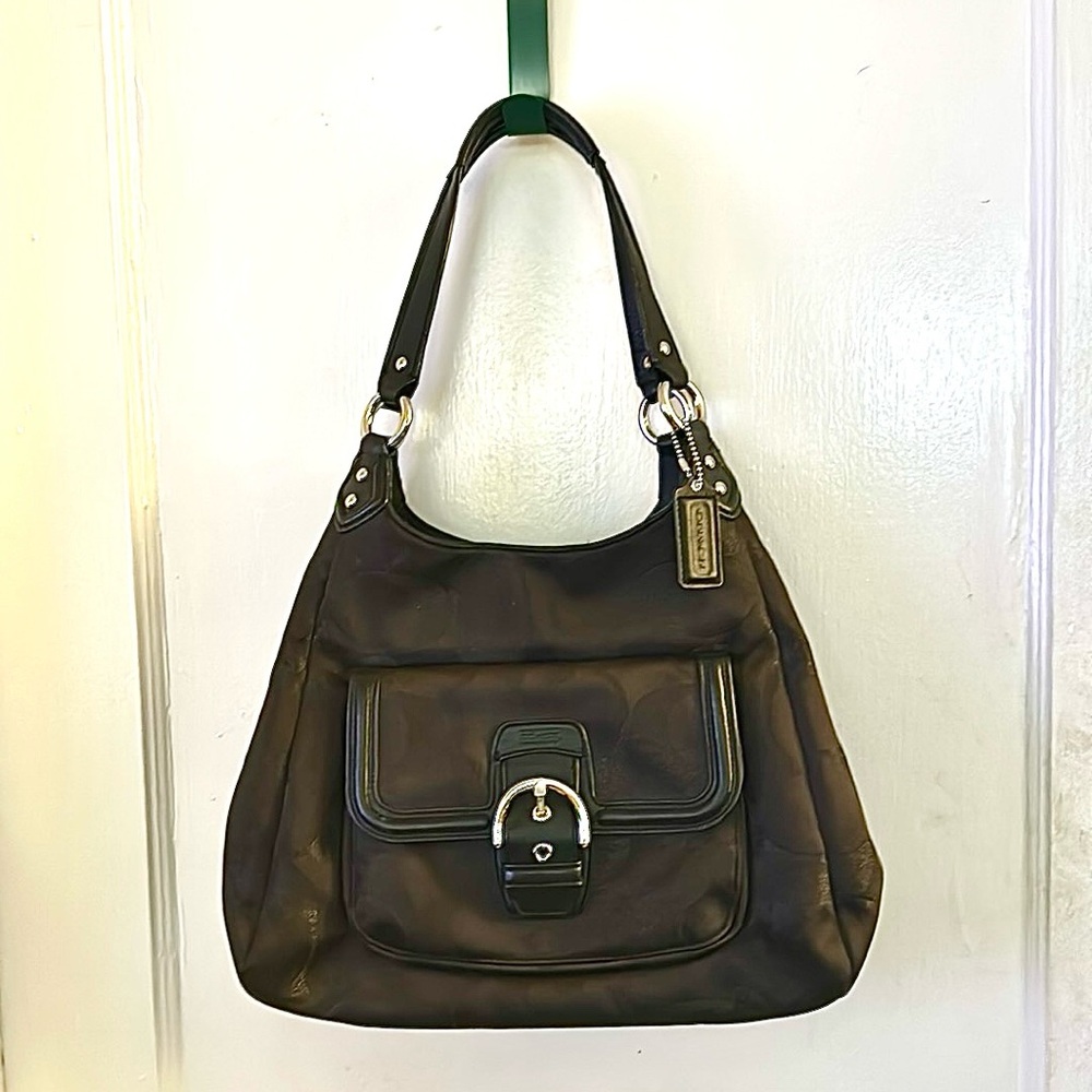 Coach black monogram bag.